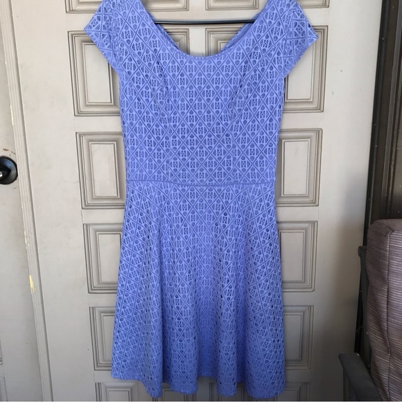 Xhileration Summer Dress Lavender Fit/Flare Cross Back SzM Over Lace Zipper - Picture 1 of 8